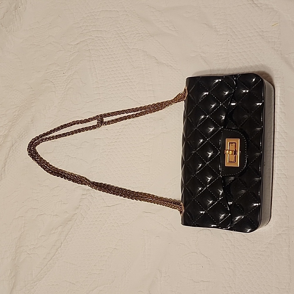 Silicone waterproof, black and gold purse